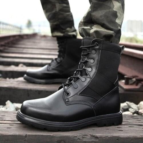 Warmest Wool Black Ankle Boots Steel Toe Work Shoes Man New Lace Up Black High Top Safety Shoes Army Boots Homme Safety Shoes