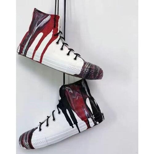 Female High School Students Casual Purple Flower Lavender Graffiti Canvas Shoes French Niche Designer Hand-painted Canvas Shoes