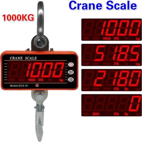 Digital Hook Scale 1000Kg 2000LB Crane Industrial Heavy Duty Weighing Balance Hanging Bascula Gram Weighting Steelyard 35%OFF