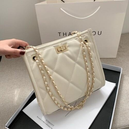 Vintage Chain Designer PU Leather Shoulder Bags for Women 2020 Winter Womens Trend Handbags Fashion Plaid Branded Crossbody Bag