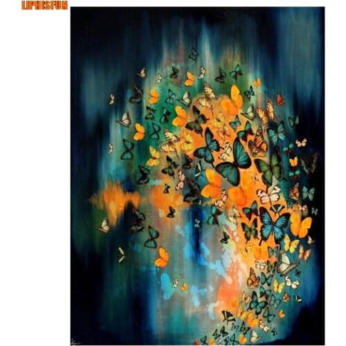 LIPHISFUN Handmade Cross Stitch Embroidery Diamond Painting Full Drill Home Decor Square/round Flower Butterfly