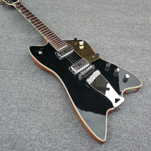 High quality 6 string electric guitar, shaped guitar black paint, Korean accessories, rose wood fingerboard, peach blossom core