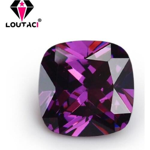 LOUTACI Colored Amethyst Cushion Cubic Zirconia For Lady Jewelry Setting Big Size 11x11-15x15mm