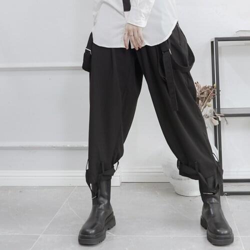 Spring 2021 black large womens Yoji Yamamoto style dark Japanese loose pleated Harem Pants wide leg pants