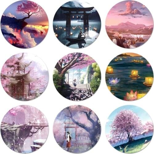 58mm anime natural landscape Icons Pins Badge Decoration Brooches Metal Badges For Backpack Decoration