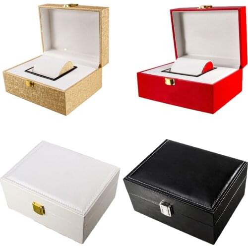 1 Premium Quality Fashion Watch Gift Packaging Box Simple Red/Black/Gold/White Artificial Leather Flip Watch Box Watch Storage