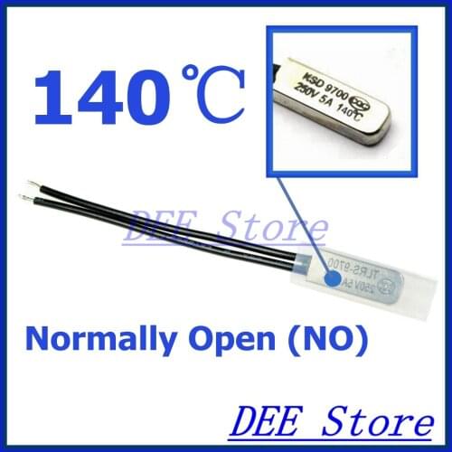 10Pcs/lot 140C Degree Celsius / 284F NO Normal Open Thermal Protector Sensor Thermostat temperature control fuse switch 250V 5A