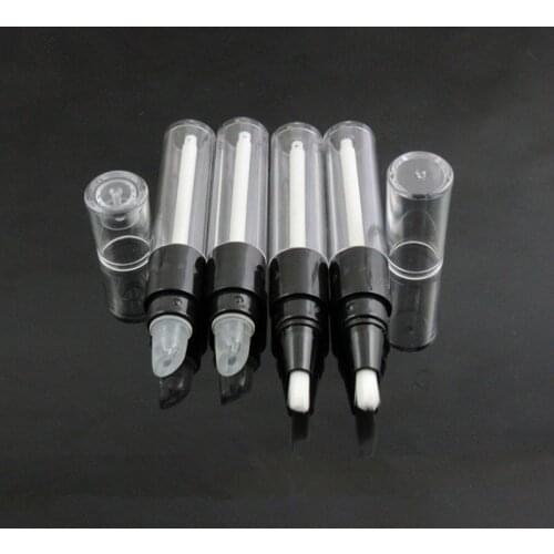 100pcs 4.5ml Transparent+Black Lip Gloss Bottle,Empty Round Twist Pen,Disposable Plastic Dial Up Pen With Silicon Tip