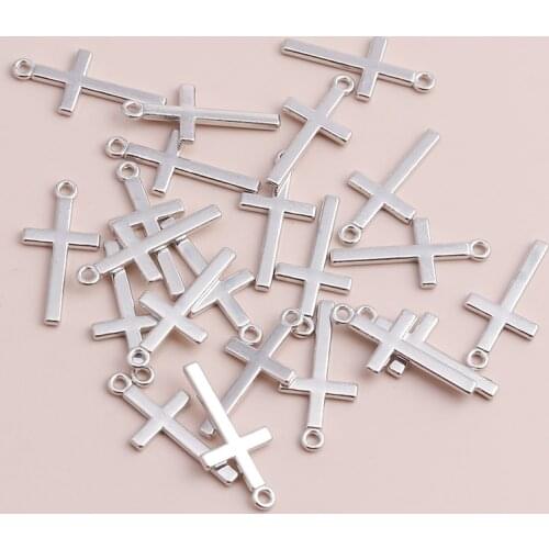 20pcs 26x13mm Silver Color Cross Beads Charms for DIY Pendants Necklaces Bracelets Hot Sale Jewelry Accessories