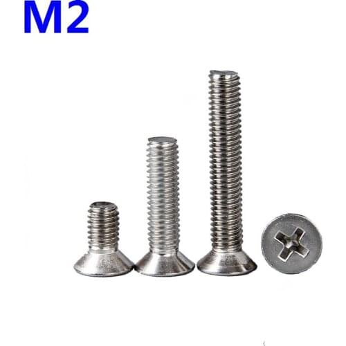 200pc M2*20/22/25/28/30/32Countersunk cross flat head Screws Nut Hex Socket Head Cap Screw Bolts Fasteners Repair Hardware tools