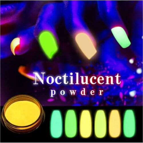 2020HOT! 12colors/set Glowing Pink Yellow Light Noctilucent powder Nail luminous Powder Glow in Dark Fluorescent Nail Pigment
