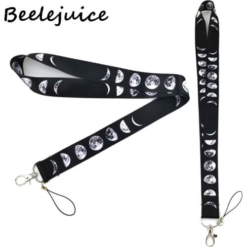 24pcs Lunar Eclipse Moon Space Lanyard Keys Phone Holder Funny Neck Strap With Keyring ID DIY Animal webbings ribbons Hang Rope