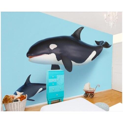 Custom photo 3d wallpaper Modern simple Marine dolphin childrens living room Home decor 3d wall murals wallpaper for wall 3 d