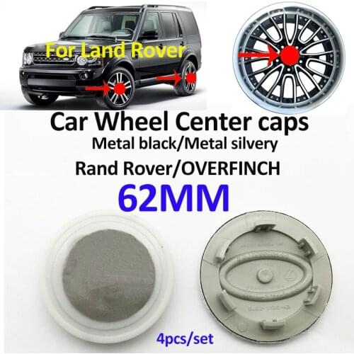 4pcs/set 62mm 6.2cm Metal Car Styling Wheel Center Hub Caps Emblem Covers for Range Discovery Freelander Evoque Black silvery