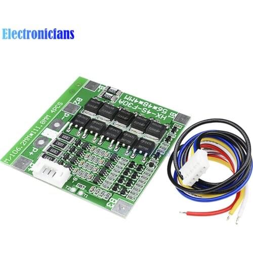 4S 30A 14.8V Li-ion Lithium 18650 Battery BMS Packs PCB Protection Board Module Balance Integrated Circuits With Wire 45x56X3mm