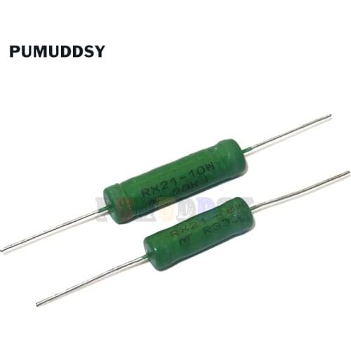 5PCS RX21 6w 10w Wire Wound Resistance 5% 1r 10r 100r 1k 10k 12k 15k 18r 20r 22r 24r 27r 30r 33r 36r 0.01r 0.05r 0.1r 0.12r