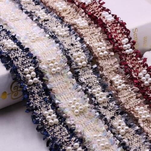 5yards 3cm wide lace ribbon+6mm beads 10color in stock costume baby dolls clothes household pillow curtain lace trimming X165