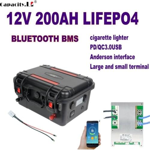 12V 200ah lifepo4 battery pack 150a Rechargeable battery Lithium Iron with bms lifepo4 for RV Solar Energy Golf Cart TAX FREE
