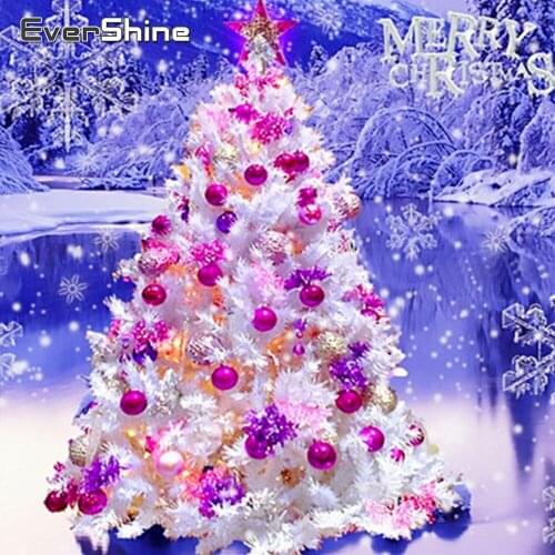 EverShine Diamond Embroidery Full Square Scenic Diamond Mosaic Christmas Tree Painting Cross Stitch Picture Handmade Gift