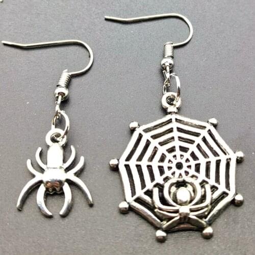 Spider web small spider punk alloy accessories earrings asymmetric earrings ladies jewelry gifts