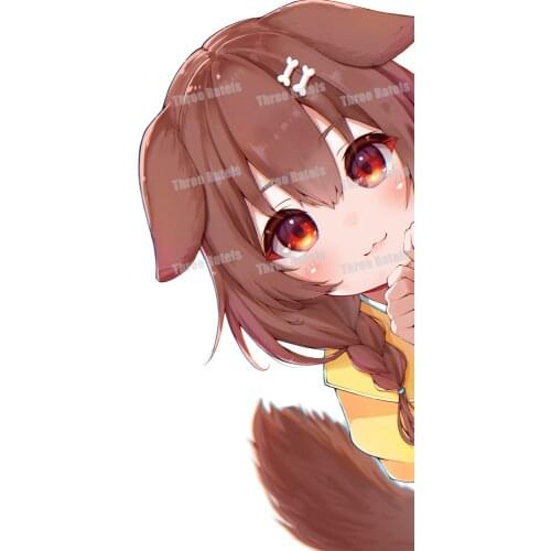 B918 Lovely Sweet Inugami Korone Hololive Girl Anime Peeking Funny Car Stickers Personality Body for Car Windwos Decal