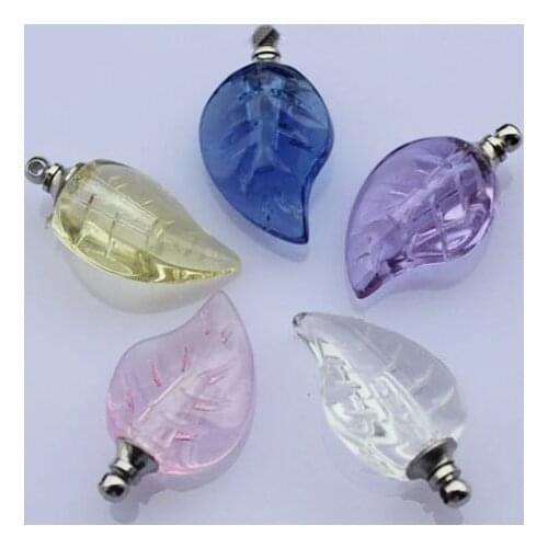 Free shipping!!!100pcs/lot New!mixed color Leaf Crystal Perfume & Aroma Oil Vials, Pendants