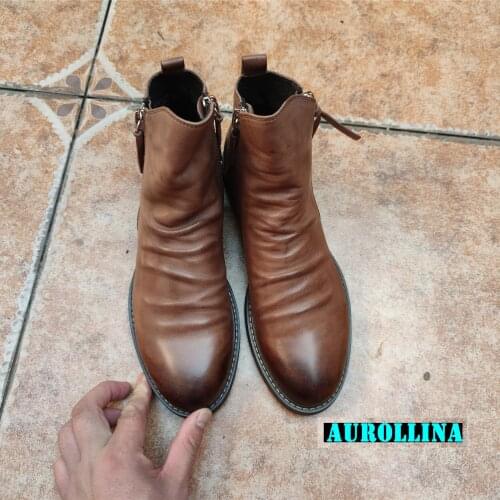 Wild And Sexy Boots For Man Fashion High Top Cowboy Hot Selling Man Sexy Boots Upper Folds Zippers Lee Livestream Strong outsole