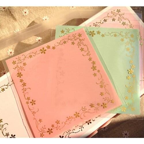 100pcs 12x12cm 2-color bronze Bronzing Flower Cello cookie bags plastic self adhesive seal small bags for candy gift packaging