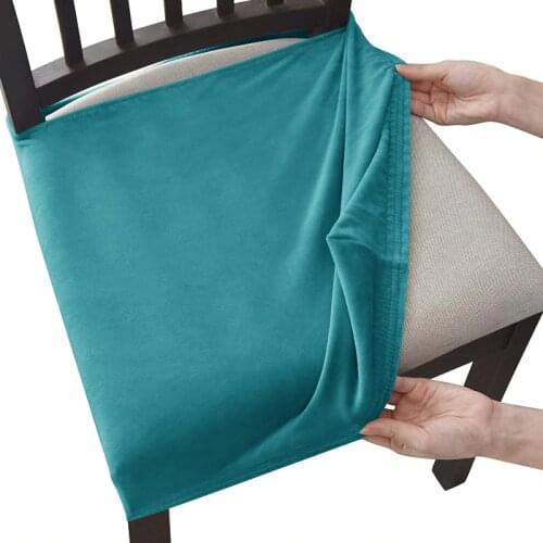Velvet Chair Seat Covers Removable Washable Anti-Dust Stretch Spandex Dining Room Upholstered Chair Seat Slipcovers