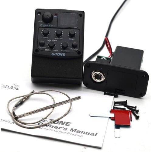 Cherub GT-4 3-Band EQ Equalizer with Chromatic Tuner Mid Frequency Control Piezo Ceramic Pickup