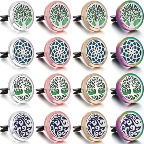 Tree of Life Lotus Flower Diffuser Jewelry Car Perfume Diffuse Aroma Essential Oil Diffuser Aromatherapy Necklace Locket Pendant