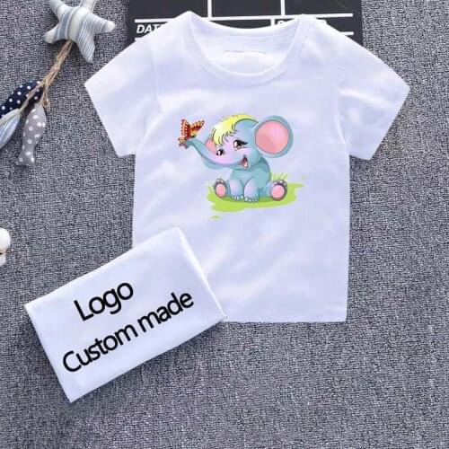 Elephant Baby Prints Shirt Funny Toddler Boy Kids T-Shirt Short Sleeve Summer Tshirt Cartoom Animals Girl White Custom Tops Tees