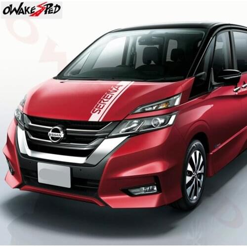 Racing Sports Styling For-Nissan Serena Car Bonnet Stripes Sticker Vinyl Decals Auto Hood Engine Cover Decor Stickers