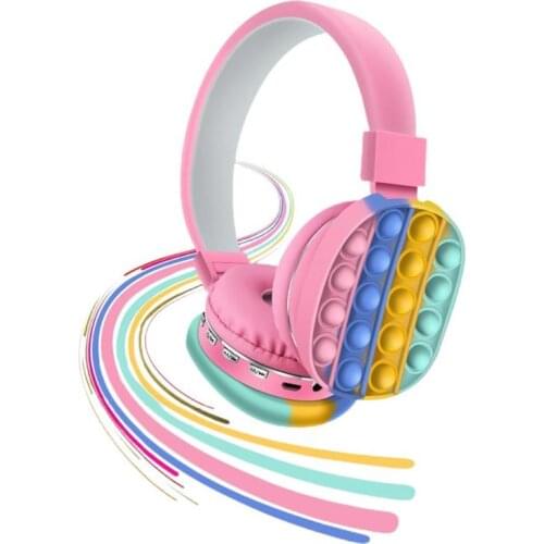 2 In 1 Adjustable Push Bubble Gaming Headphones Rainbow Reliver Stress Bluetooth Earphone Stereo Headset For Iphone/ Xiaomi