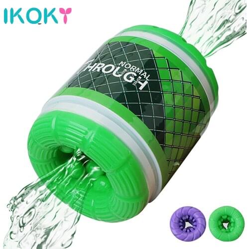 IKOKY Male Masturbator Cup Erotic Adult Products Blowjob TPE Artificial Vagina Sex Toys for Men Dual channel