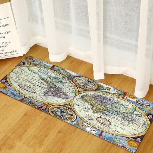 World Map Kitchen Mat Dirty-proof Long Carpet Hallway Doormat KId Living Room Floor Mat Non-slip Water Absorption Bathroom Rugs