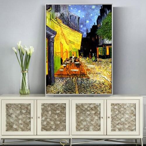 Van Gogh Starry Night Cafe Wall Art Canvas Paintings Reproductions Impressionist Fmaous Canvas Art Prints For Living Room Decor