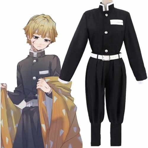 Demon Slayer Kimetsu no Yaiba Kamado Tanjirou Agatsuma Zenitsu Cosplay Costume Tomioka Giyuu Kochou Shinobu Black Team Uniform