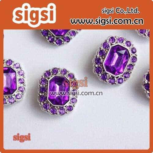 Small size purple Decorative Acrylic Rhinestone Button