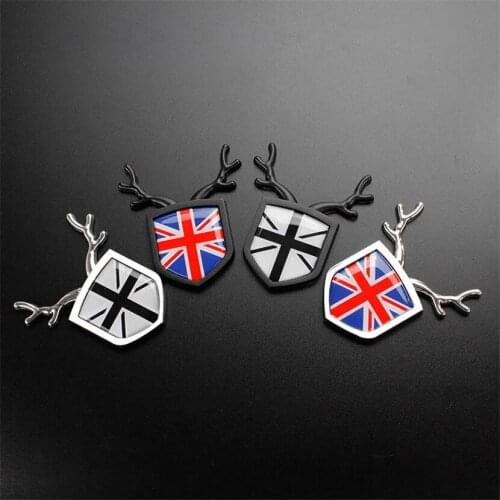 3D Metal Creative Antlers Pattern United Kingdom Flag Car Stickers Decals Car Whole Body Stickers Car Decoration for VW CC Polo