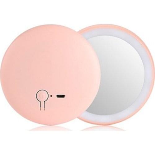 Multi-function HD Makeup And Light Small Mirror Led With Light Portable Mirror Net Red Mini Luminous Makeup Small Round Mirror