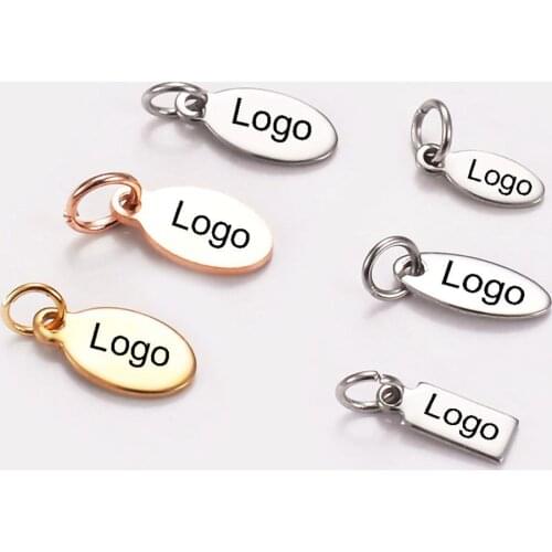 30pcs Custom Stainless Steel Small Logo Tags Charm Jewelry Makings Necklace Engrave your own logo DIY Handmade Findings