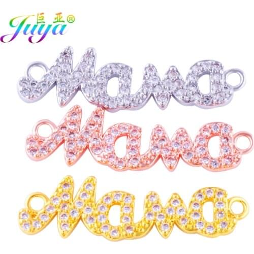 Juya Wholesale DIY Jewelry Making Supplies Hand made Letter Charms MaMa Connectors Accessories For Bracelets Necklace Making