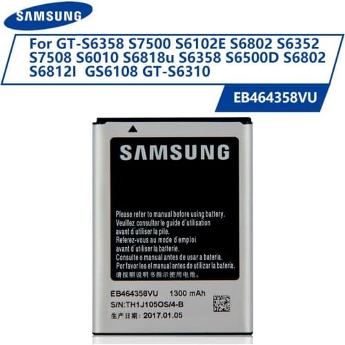 Original Samsung Battery EB464358VU For Samsung GT-S6358 S7500 S6102E S6802 S6352 S7508 S6010 S6818 S6358 S6500D S6812I GT-S6310