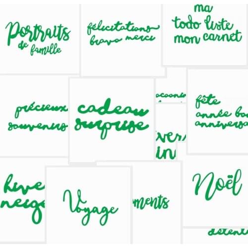 French Words Phrase Scrawled Letters Voyage Noel Posters de famille Metal Cutting Dies Set 2020 DIY Scrapbooking Craft Cards