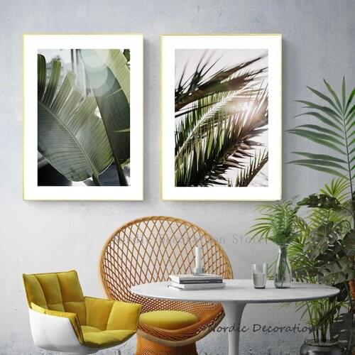 Banana Leaves Print Tropical Green Prints in The sun Palm Leaves Canvas Painting Wall Art Poster Living Room Home Interior Decor