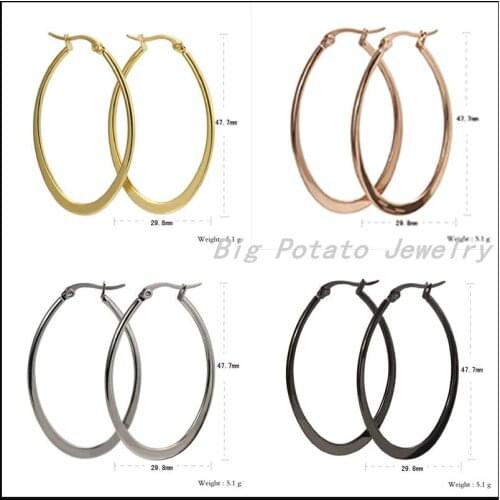 Promotion Sale Fashion Jewelry Stainless Steel Silver/Yellow Gold/Black/Rose Gold Color Hoop Earrings For Girl Women
