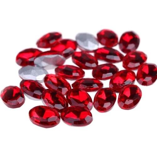 Various Size Red Color Oval Shape Hand Craft Pointback Rhinestones Glass DIY Crystal Rhinestone Garment Dress Decoration