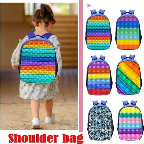 3D Print Rainbow Push Bubble Backpack Fashion Laptop Storage Bag Students Large Capacity Schoolbags Rucksack Kids Antistress Toy
