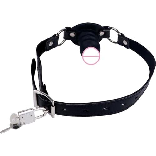 Sex Toys for Couples IKOKY With Locking Buckles Oral Fixation Dildo Mouth Gag Penis Gag Fetish Slave SM Bondage Silicone